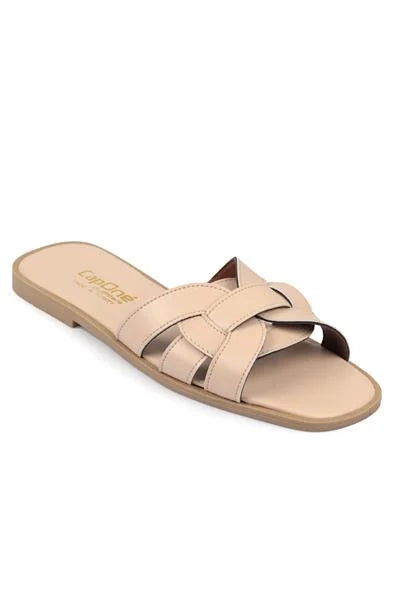 Capone Halsey Women Beige Slide Flat Sandals