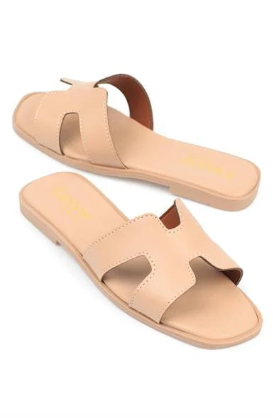 Capone Halsey Women White Slide Flat Sandals