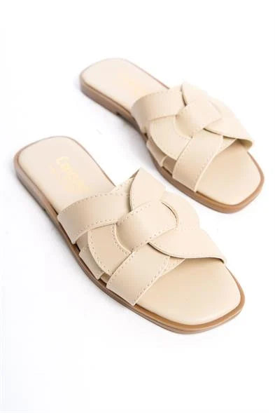 Capone Halsey Women Beige Slide Flat Sandals