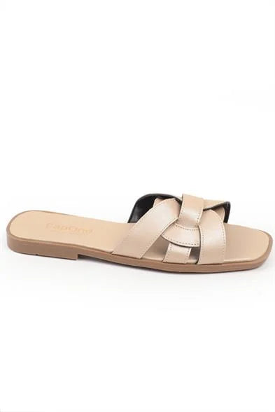 Capone Halsey Women Beige Slide Flat Sandals