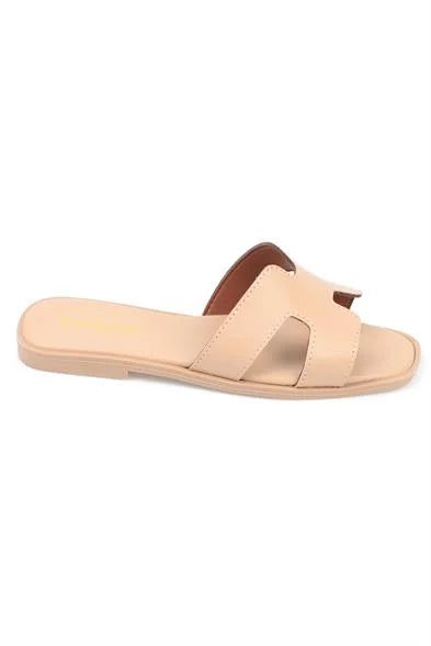Capone Halsey Women White Slide Flat Sandals