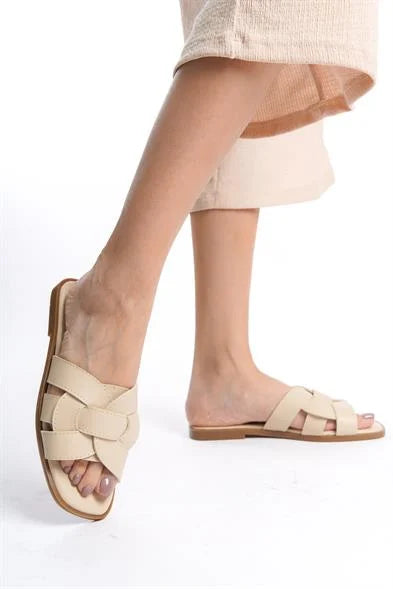 Capone Halsey Women Beige Slide Flat Sandals