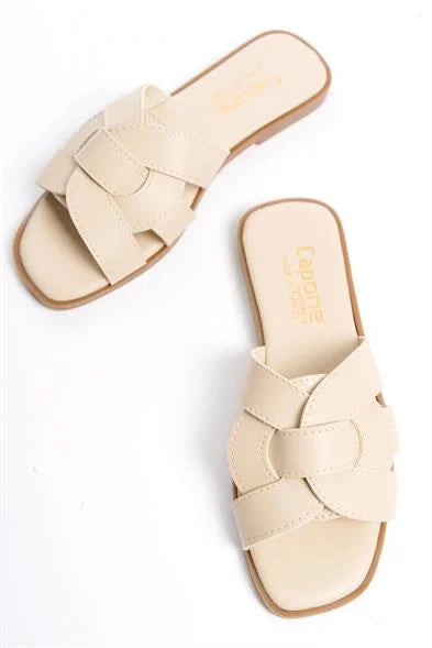 Capone Halsey Women Beige Slide Flat Sandals