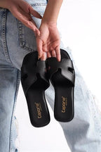 Capone Halsey Women White Slide Flat Sandals