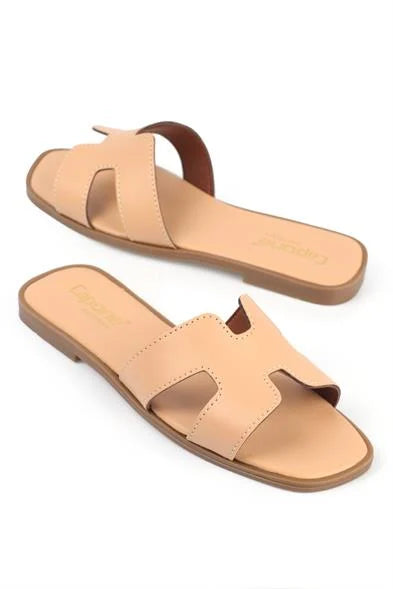 Capone Halsey Women White Slide Flat Sandals