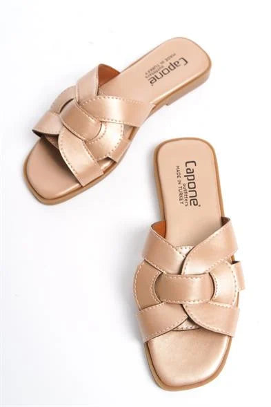 Capone Halsey Women Beige Slide Flat Sandals