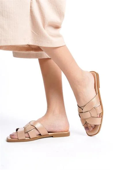 Capone Halsey Women Beige Slide Flat Sandals
