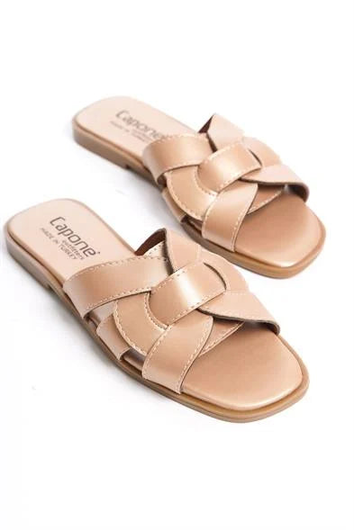 Capone Halsey Women Beige Slide Flat Sandals