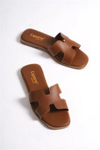 Capone Halsey Women White Slide Flat Sandals