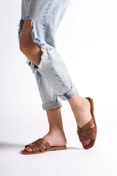Capone Halsey Women Beige Slide Flat Sandals