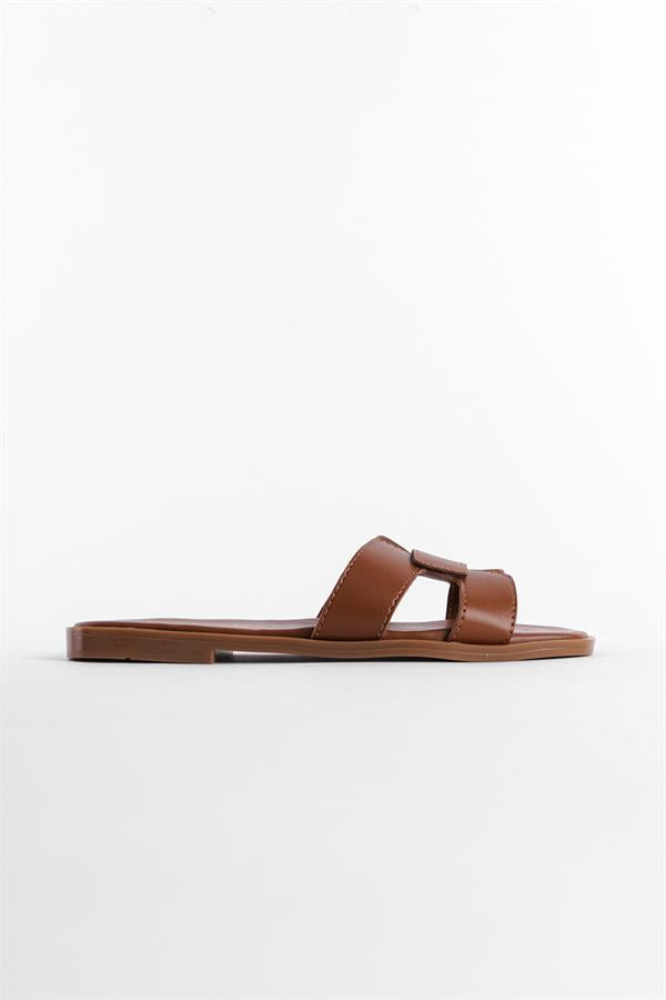 Capone Halsey Women Tan Slide Flat Sandals