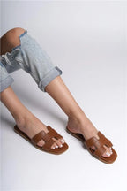 Capone Halsey Women Tan Slide Flat Sandals