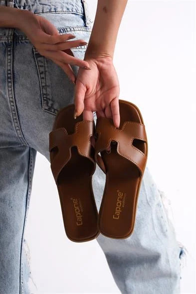 Capone Halsey Women White Slide Flat Sandals