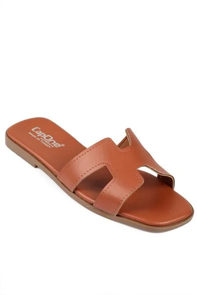 Capone Halsey Women White Slide Flat Sandals
