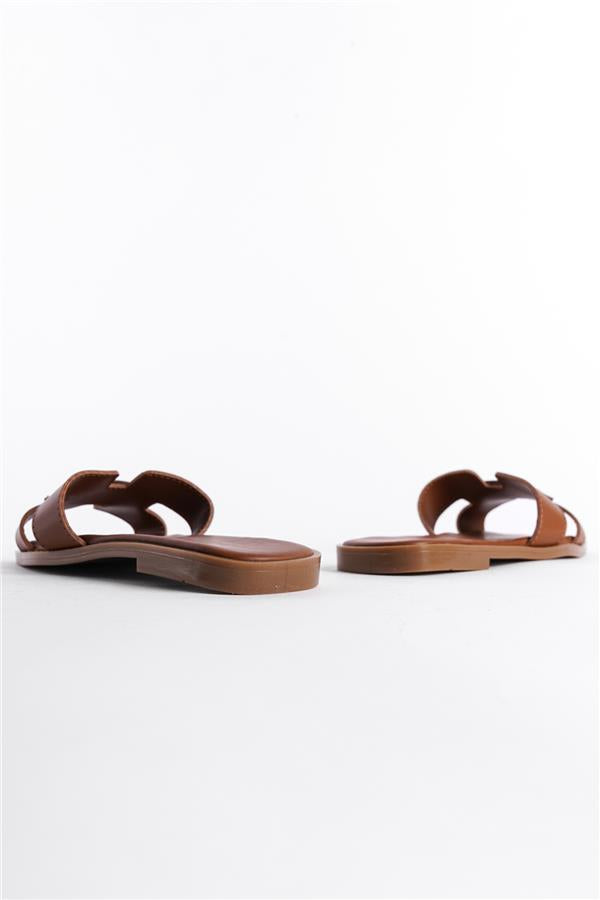 Capone Halsey Women Tan Slide Flat Sandals