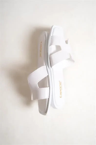 Capone Halsey Women White Slide Flat Sandals