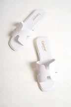 Capone Halsey Women White Slide Flat Sandals
