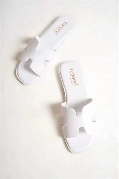 Capone Halsey Women White Slide Flat Sandals