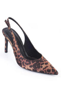Capone Helsa Heeled Open Back Women Satin Leopard Stiletto