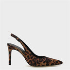 Capone Helsa Heeled Open Back Women Satin Leopard Stiletto