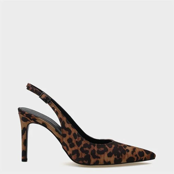 Capone Helsa Heeled Open Back Women Satin Leopard Stiletto