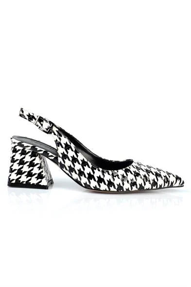 Capone Ruby Soft Padded Insole Women Houndstooth Heeled Shoes