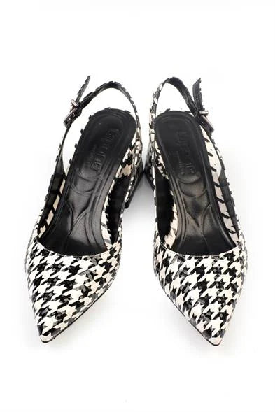 Capone Ruby Soft Padded Insole Women Houndstooth Heeled Shoes