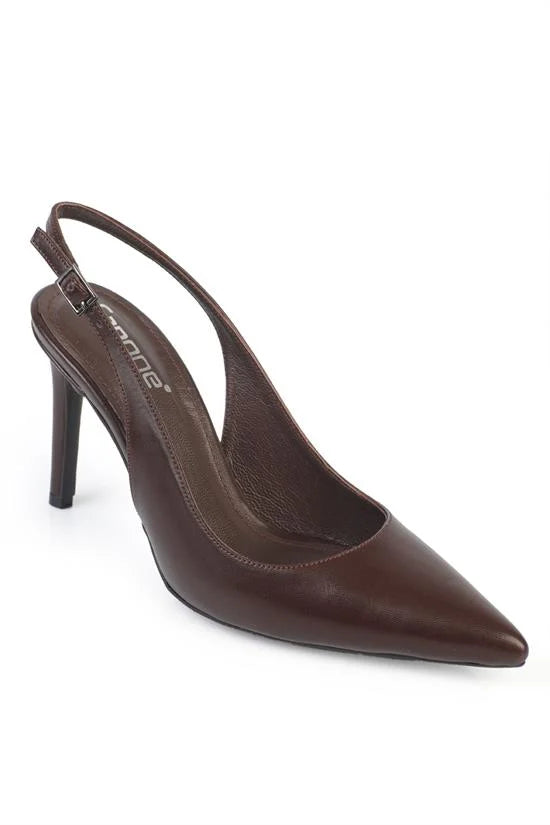 Capone Helsa Heeled Open Back Women Satin Leopard Stiletto