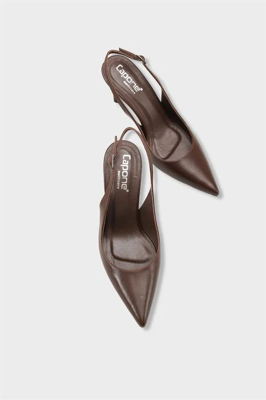 Capone Helsa Heeled Open Back Women Satin Leopard Stiletto