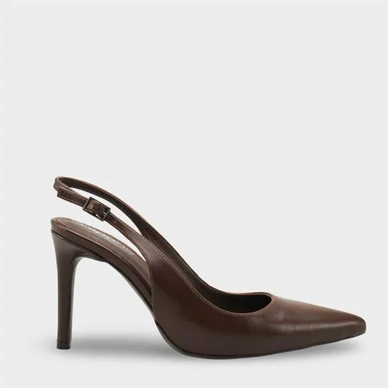 Capone Helsa Heeled Open Back Women Satin Leopard Stiletto