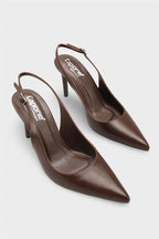 Capone Helsa Heeled Open Back Women Satin Leopard Stiletto