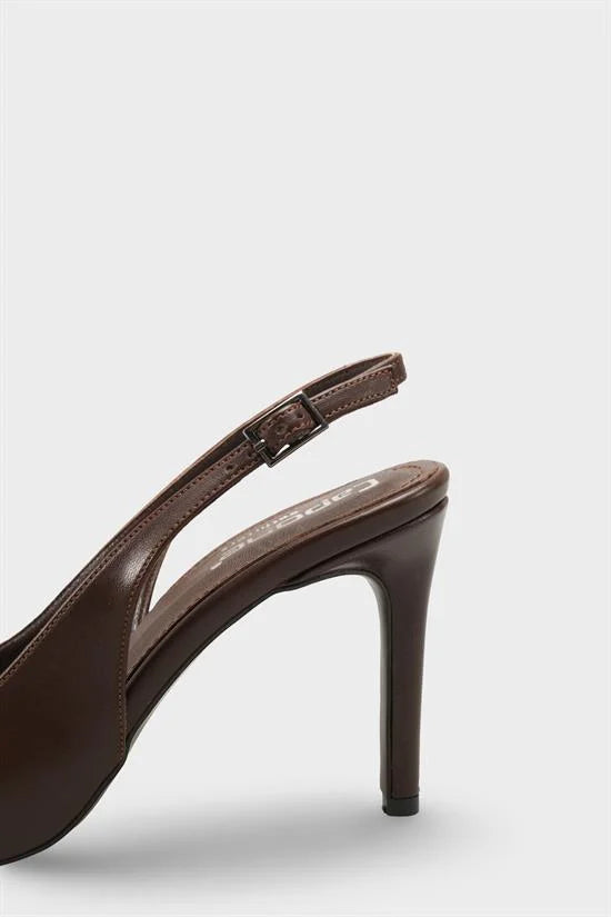Capone Helsa Heeled Open Back Women Satin Leopard Stiletto