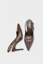 Capone Helsa Heeled Open Back Women Satin Leopard Stiletto