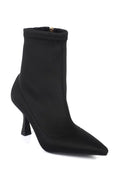 Capone Icla Pointed Toe High Heel Elegant Women Black Scuba Ankle Boot