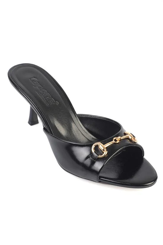 Capone Irena Pointed Toe Metal Buckle Mid Heel Elegant Women Burgundy Sandal