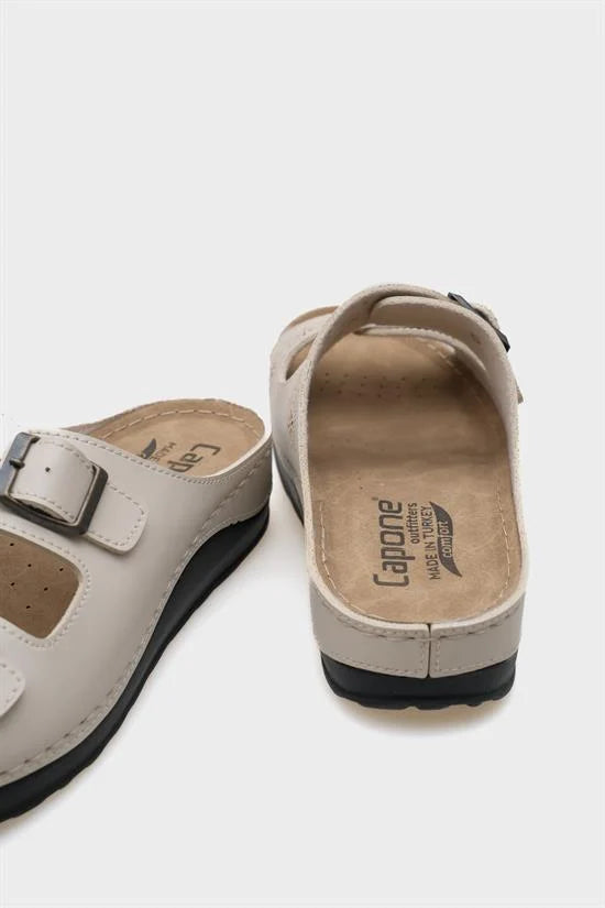 Capone Jaclin 107009 Ženske bež anatomske sandale s dvostrukim remenom