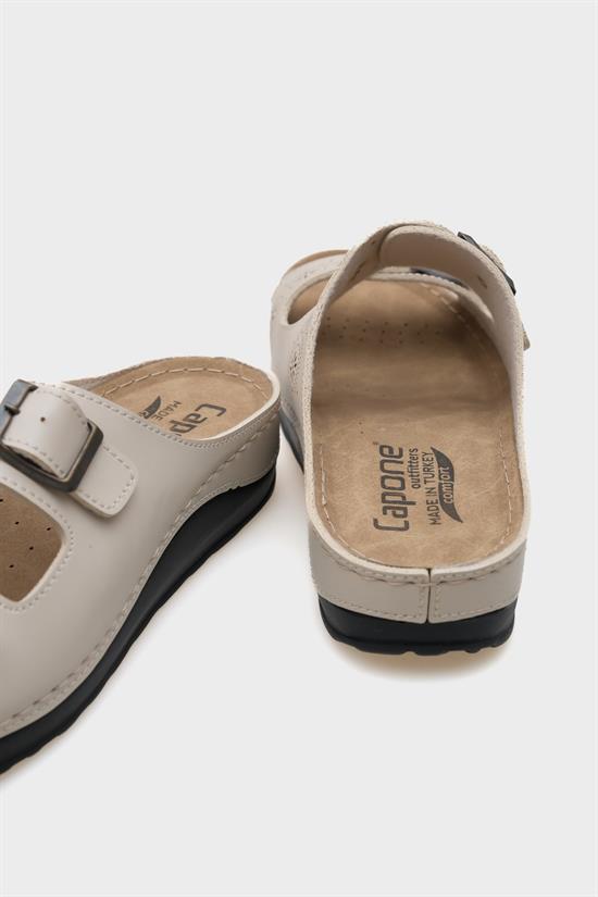 Capone Jaclin 107009 Women Beige Double Starps Slide Comfort Anatomical Sandals
