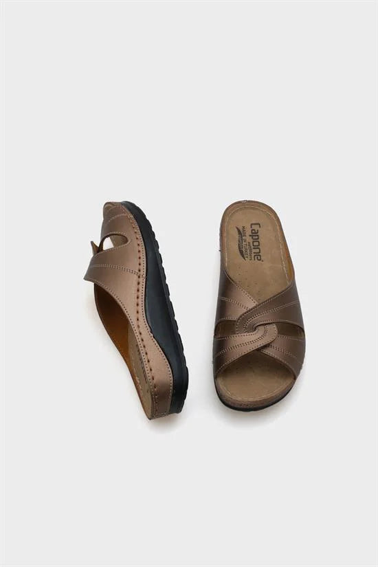 Capone Janel 107090 Ženske zlatne slingback udobne anatomske sandale