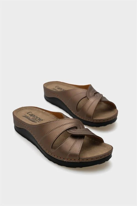 Capone Janel 107090 Ženske zlatne slingback udobne anatomske sandale