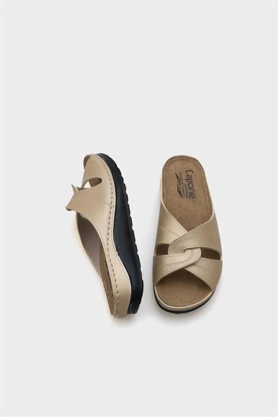 Capone Janel 107090 Ženske zlatne slingback udobne anatomske sandale