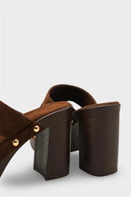 Capone Jelene Platform Suede Look Single Band Women Sued Black Clog