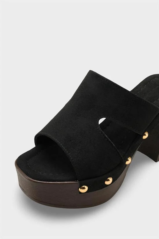 Capone Jelene Platform Suede Look Single Band Women Sued Black Clog
