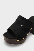 Capone Jelene Platform Suede Look Single Band Women Sued Black Clog