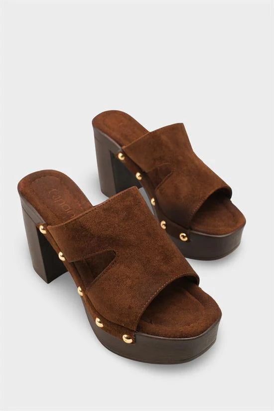 Capone Jelene Platform Suede Look Single Band Women Sued Black Clog