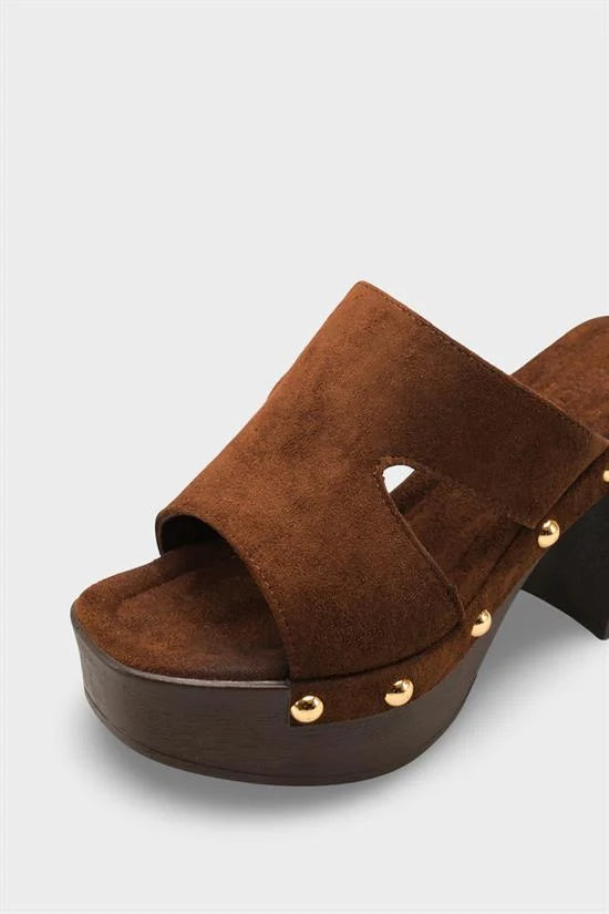 Capone Jelene Platform Suede Look Single Band Women Sued Black Clog
