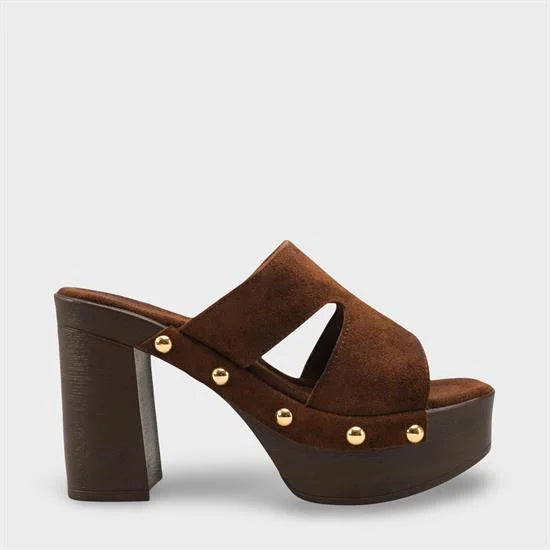 Capone Jelene Platform Suede Look Single Band Women Sued Black Clog