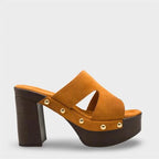Capone Jelene Platform Suede Look Single Band Women Sued Black Clog