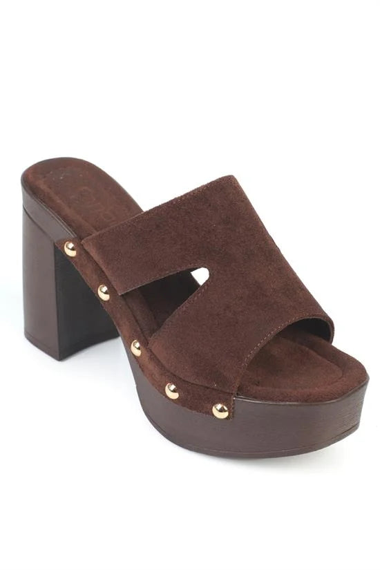 Capone Jelene Platform Suede Look Single Band Women Sued Black Clog