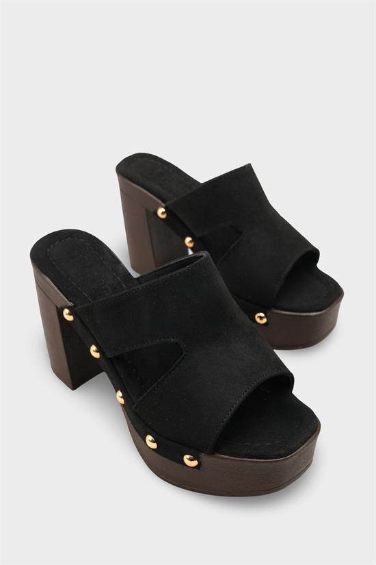Capone Jelene Platform Suede Look Single Band Women Sued Black Clog
