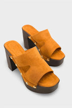 Capone Jelene Platform Suede Look Single Band Women Sued Black Clog
